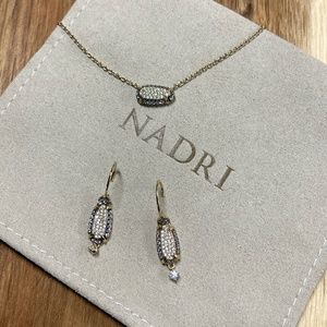 SET - Nadri Gold Plated Sterling CZ Como Pave Earrings and Necklace Set